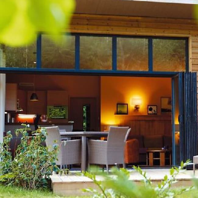 Sliding hinged doors.